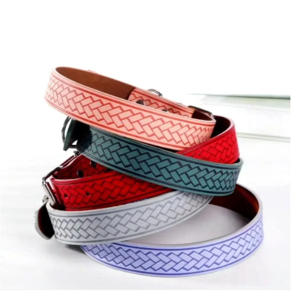 Kasen Herringbone Dark Teal Green Dog Collar Large Gift Packaged - Picture 2 of 10